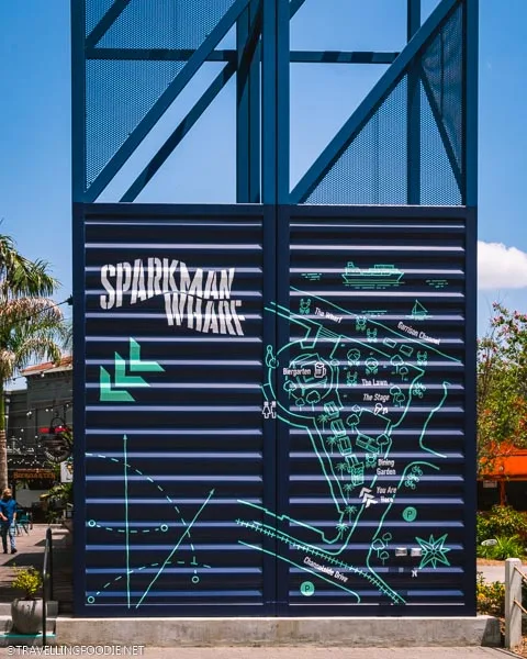 Sparkman Wharf Signage in Tampa Bay, Florida