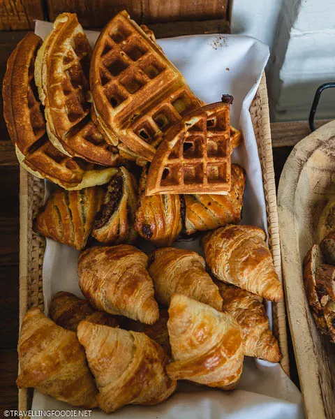 Fresh Waffles, Croissants and Rolls at Iron Kettle Bed and Breakfast