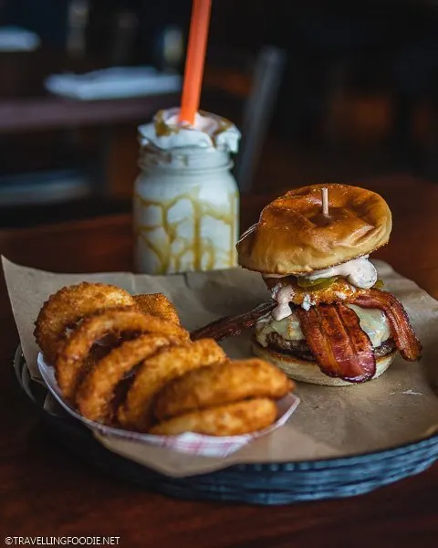 Burger, Onion Rings, Milkshake at Mamo Burger Bar in Windsor, Ontario