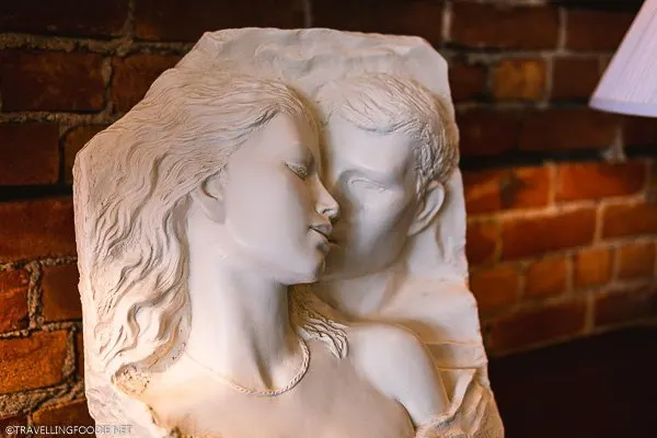 Carving of Couple in Love at Timeless Treasures in Windsor, Ontario
