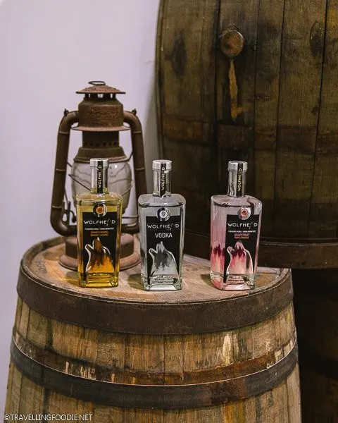 Three kinds of Vodka at Wolfhead Distillery in McGregor, Ontario