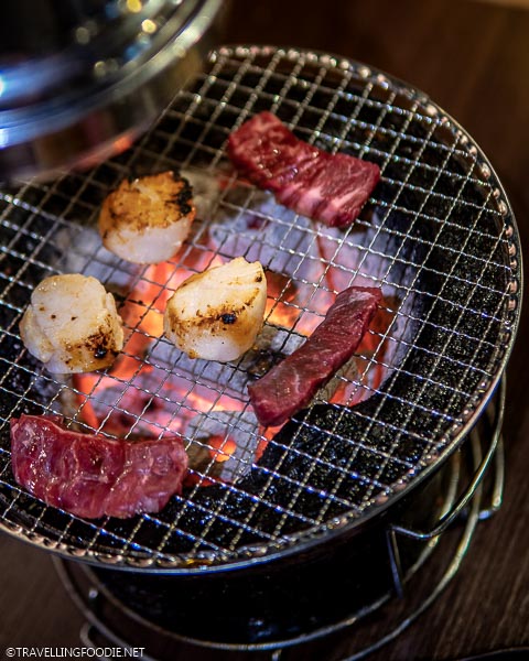 Traditional Japanese Food Yakiniku at Shinjuku Sandaime Hormonya in Tokyo, Japan