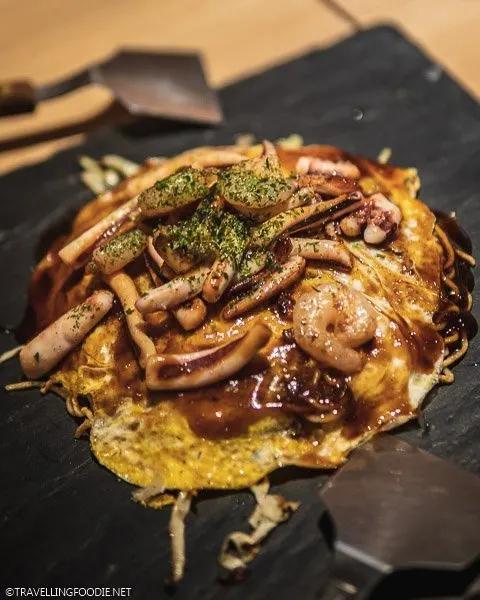 Seafood Okonomiyaki at Teppan Baby in Tokyo, Japan