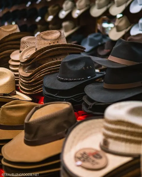 Different kinds and colors of cowboy hats at FM Light and Sons