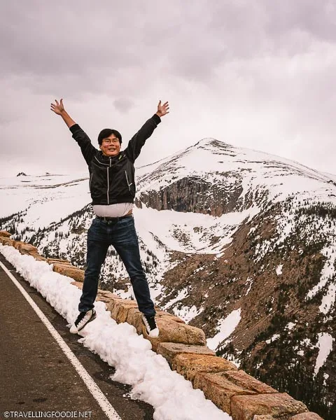 Travelling Foodie Raymond Cua jump shot at Trail Ridge Road in Rocky Mountain National Park