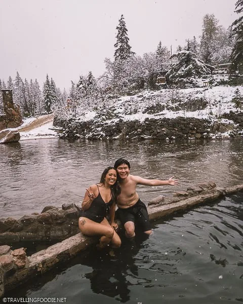 Krystle of Dine and Fash and Raymond Cua of Travelling Foodie at Strawberry Park Hot Springs