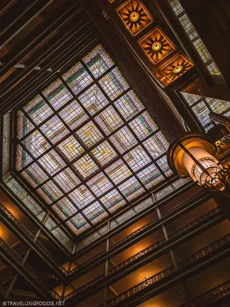 Brown Palace Hotel ceiling during eTuk Ride in Denver