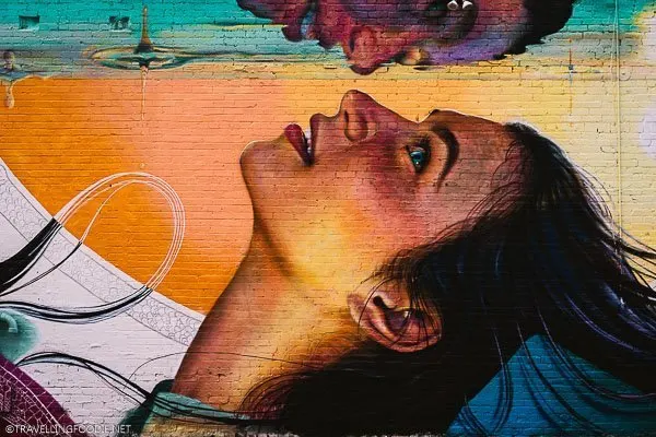 Two Girls Faces on Brick Wall in RiNo Art Neighbourhood in Denver