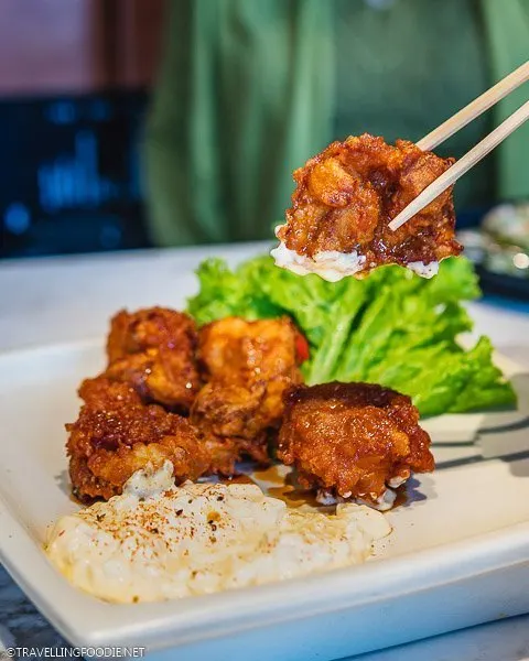 Fried Chicken Ball dipped tartar sauce at Wonder Bowl by Nagi