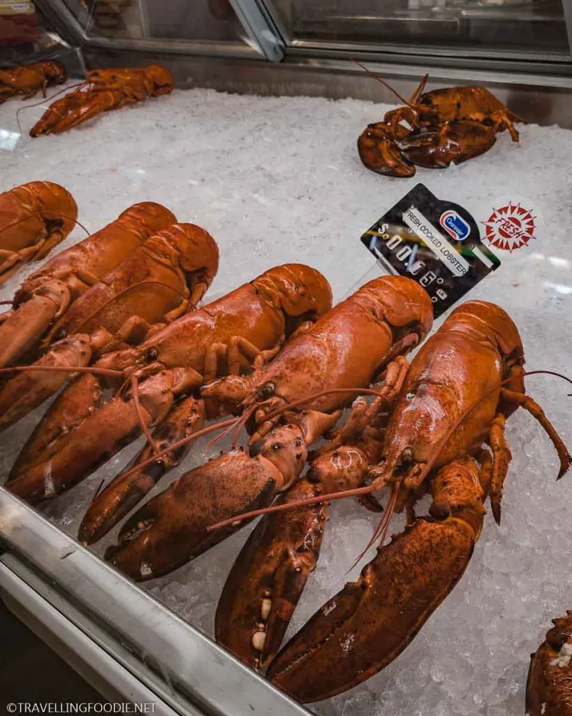 Fresh Cooked Lobsters from Clearwater Seafoods at Halifax Stanfield International Airport in Nova Scotia