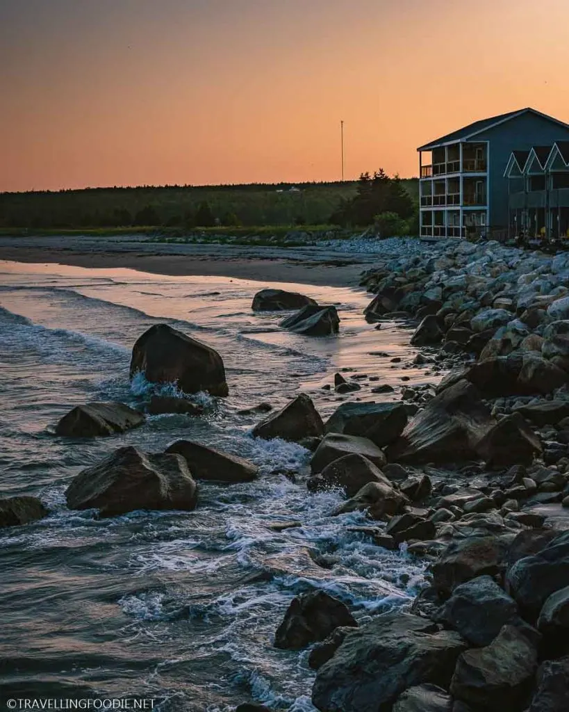 The Quarterdeck Beachside Villas during sunset in Summerville Centre, Nova Scotia