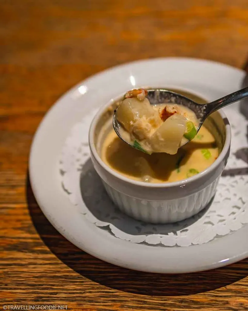Spoonful of Potatoes and Lobster from Seafood Chowder at The Split Crow Pub Halifax