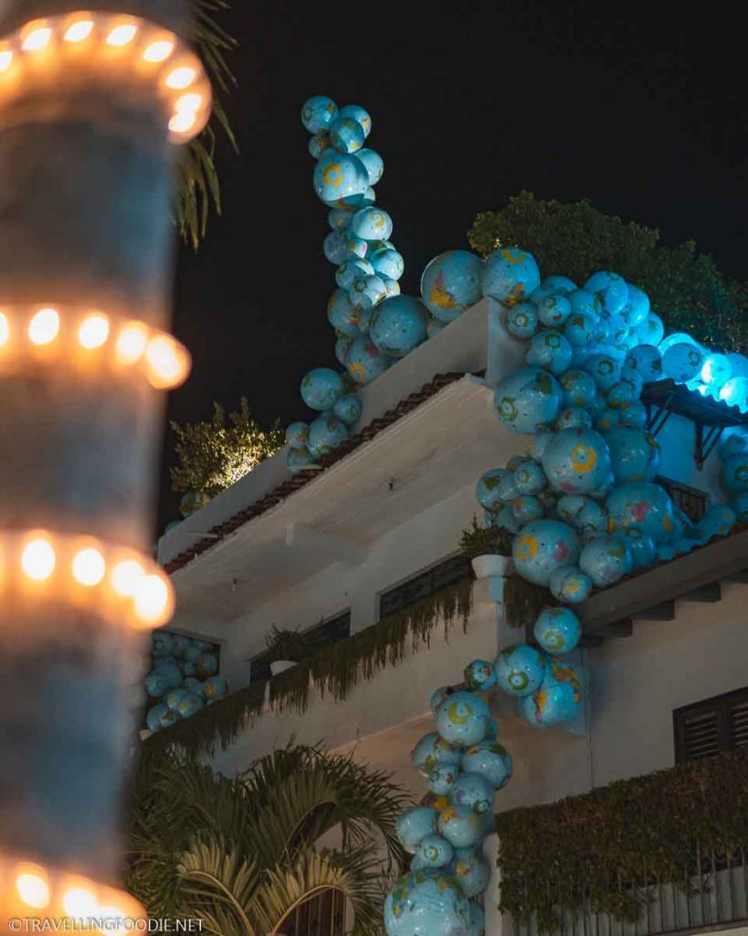 Globe Art Installation at Night in Puerto Vallarta, Mexico