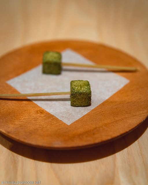 White Chocolate with Mint Powder at Frilu Restaurant in Toronto