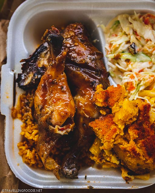 Roast Chicken with Rice, Potato and Coleslaw