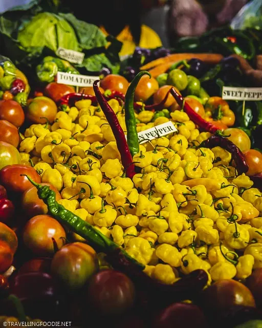 Peppers in Farmers Market at Agriculture and Food Fair in St. Croix, US Virgin Islands