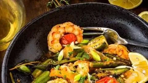 Cajun-Style Charred Okra and Shrimp