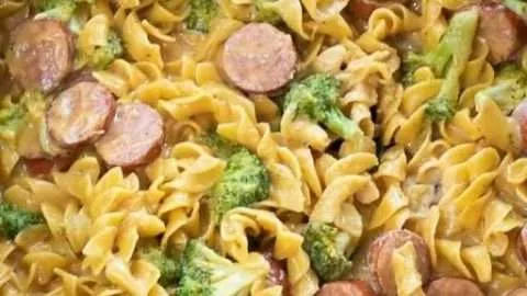 Cheesy Broccoli Sausage Pasta Skillet