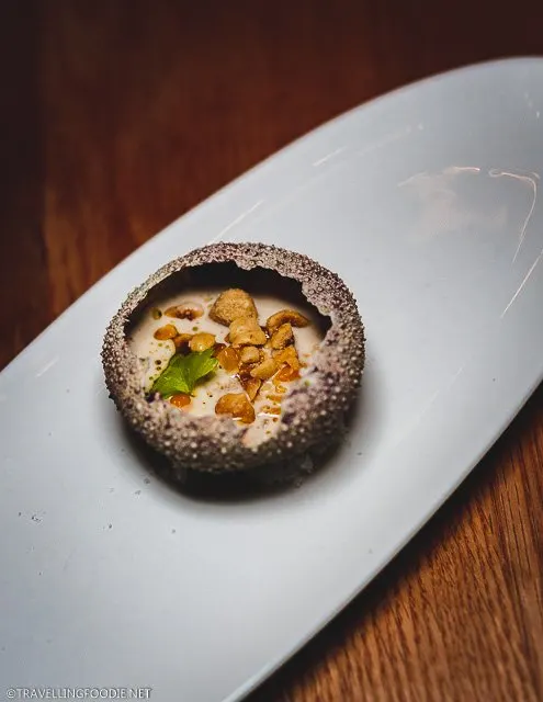 Sea Urchin second course at Ikanos Restaurant for Montreal en Lumiere 2020