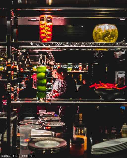 Chef Christophe Bellanca in the Kitchen at L'Atelier de Joel Robuchon in Montreal, Quebec