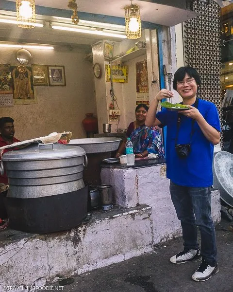 Travelling Foodie Raymond Cua eating Idiyappam / String Hoppers (इडियप्पम) on Madurai Street Food Tour