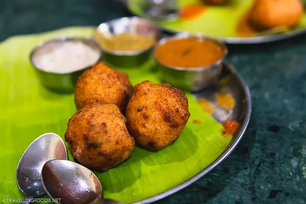 Bonda (बोंडा) at New Prakash Bhavan Pure Vegetarian Restaurant in Chennai, India