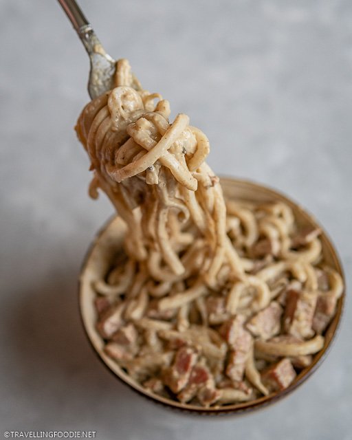 Thai Curry Udon wrapped in a Fork
