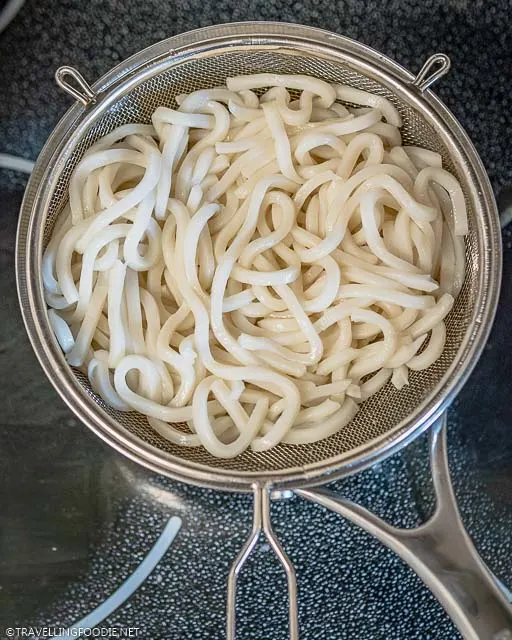Udon Noodles on a Strainer
