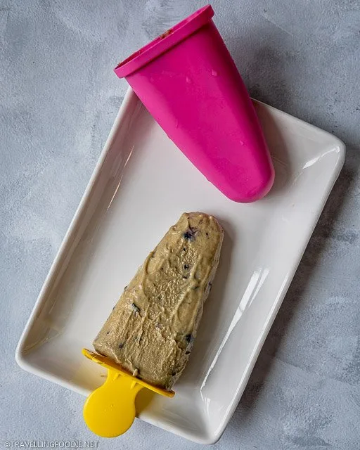 Avocado Blueberry Popsicle on rectangular plate