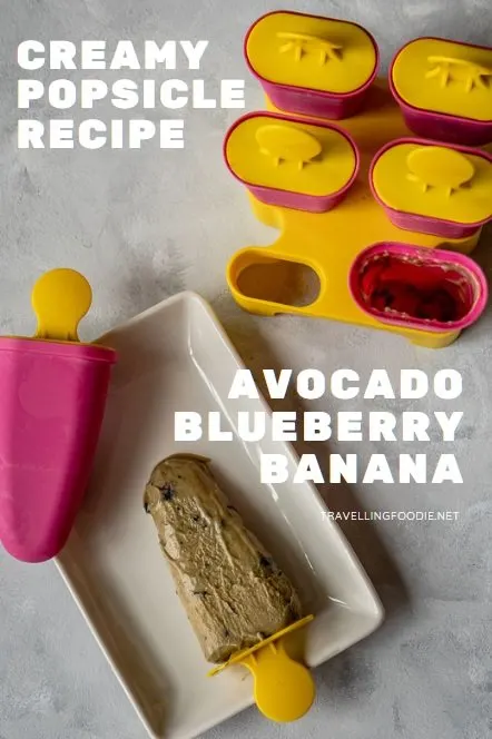 Creamy Popsicle Recipe with Avocado, Blueberry and Banana on TravellingFoodie.net