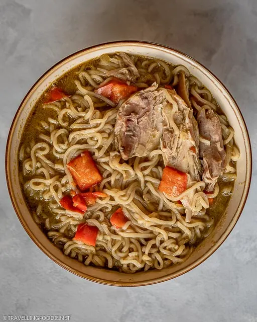 Instant Pot Thai Green Curry Chicken Noodle Soup in Bowl