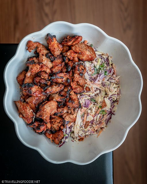 Barbecue Pork Tenderloin with Coleslaw on the table