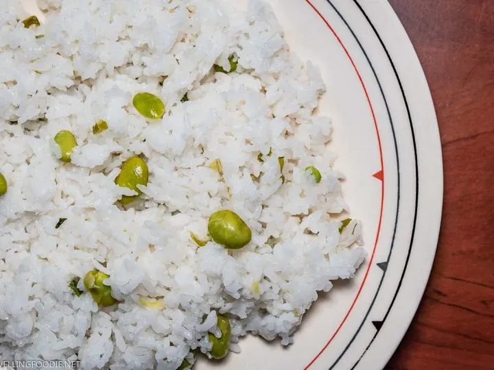 Edamame Green Onion Rice cooked on Instant Pot
