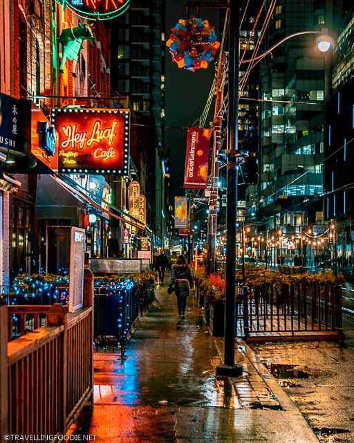 Night Lights at Entertainment District in Downtown Toronto, Ontario