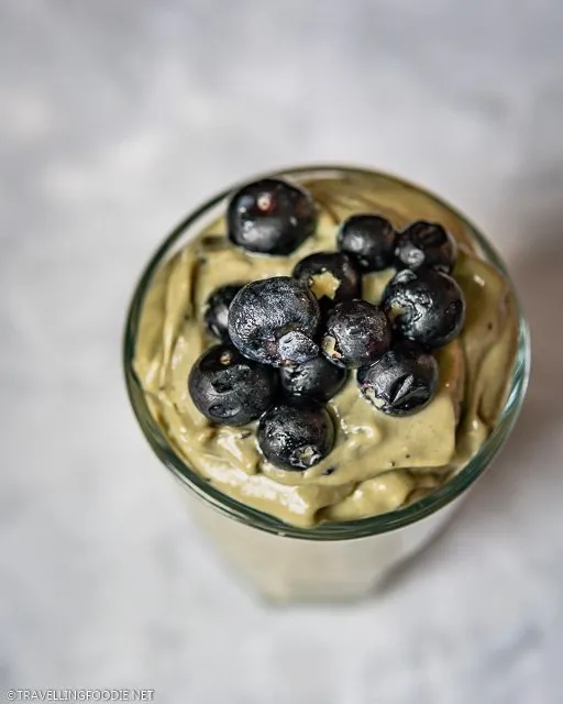 Avocado Smoothie topped with Blueberries