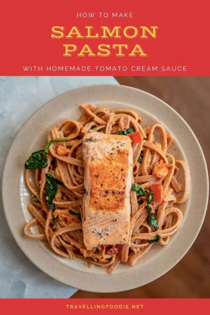 Salmon Pasta with Homemade Creamy Sun-Dried Tomato Pesto Sauce