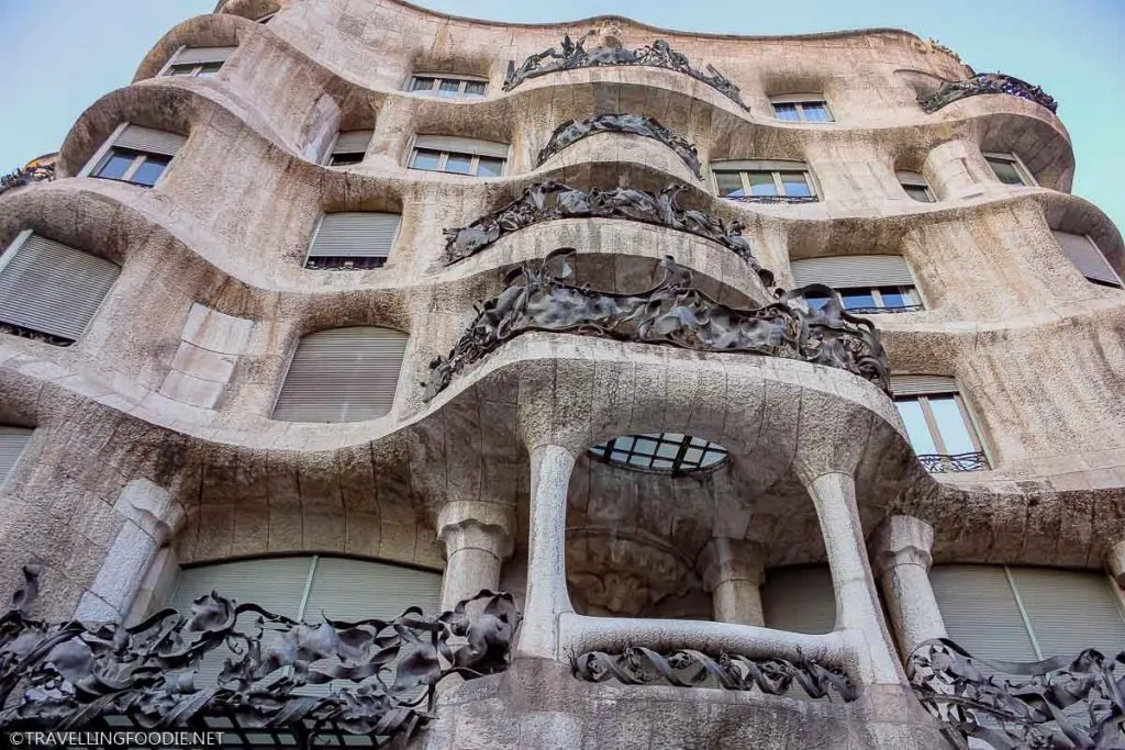 The curtain wall facade of La Pedrera / Casa Mila in Barcelona, Spain
