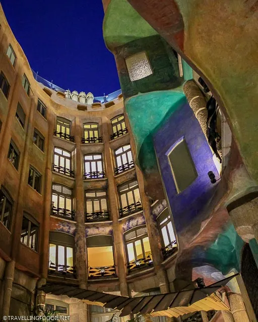 Curved Courtyard at Antoni Gaudi's La Pedrera in Barcelona, Spain