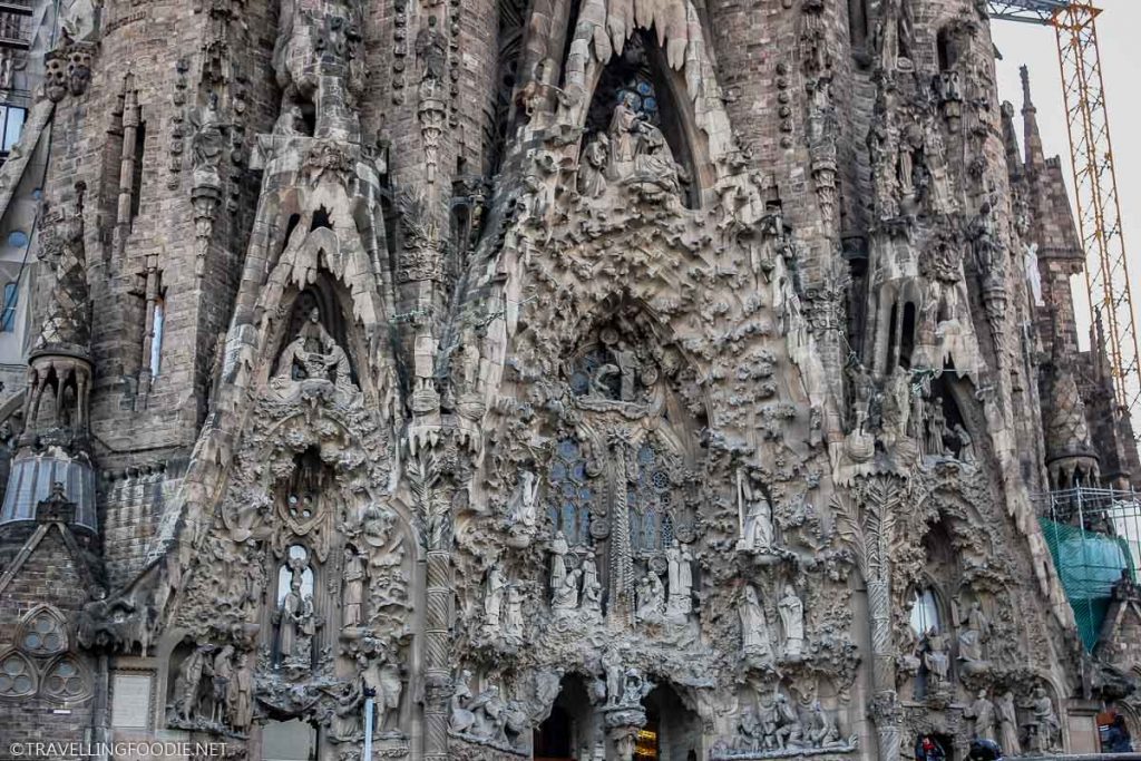 The Nativity Facade at La Sagrada Familia in Barcelona, Spain