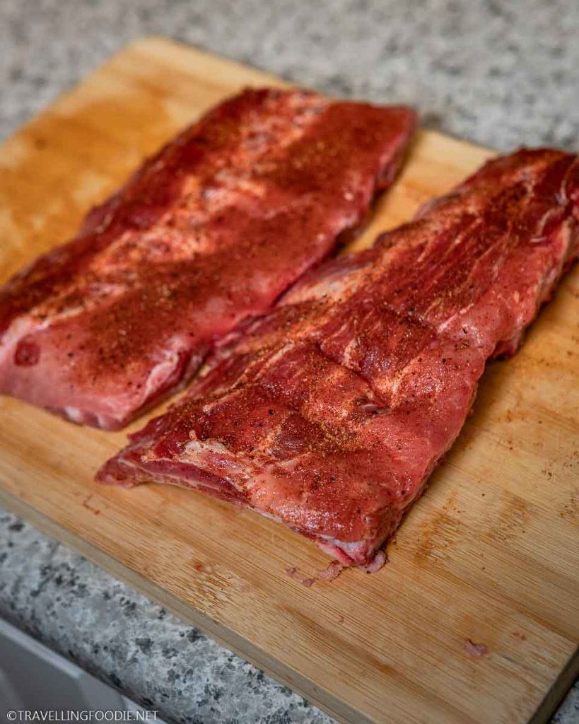 Raw Baby Back Ribs with Dry Rub
