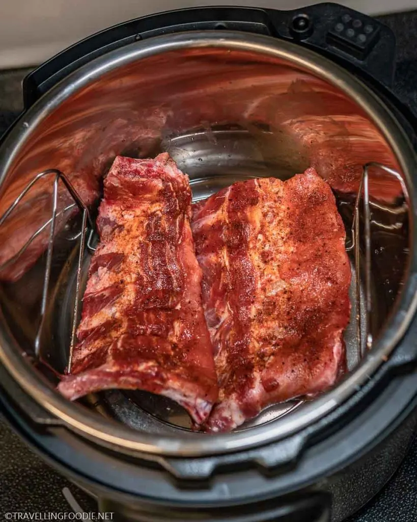 Seasoned Uncooked Baby Back Ribs on Instant Pot
