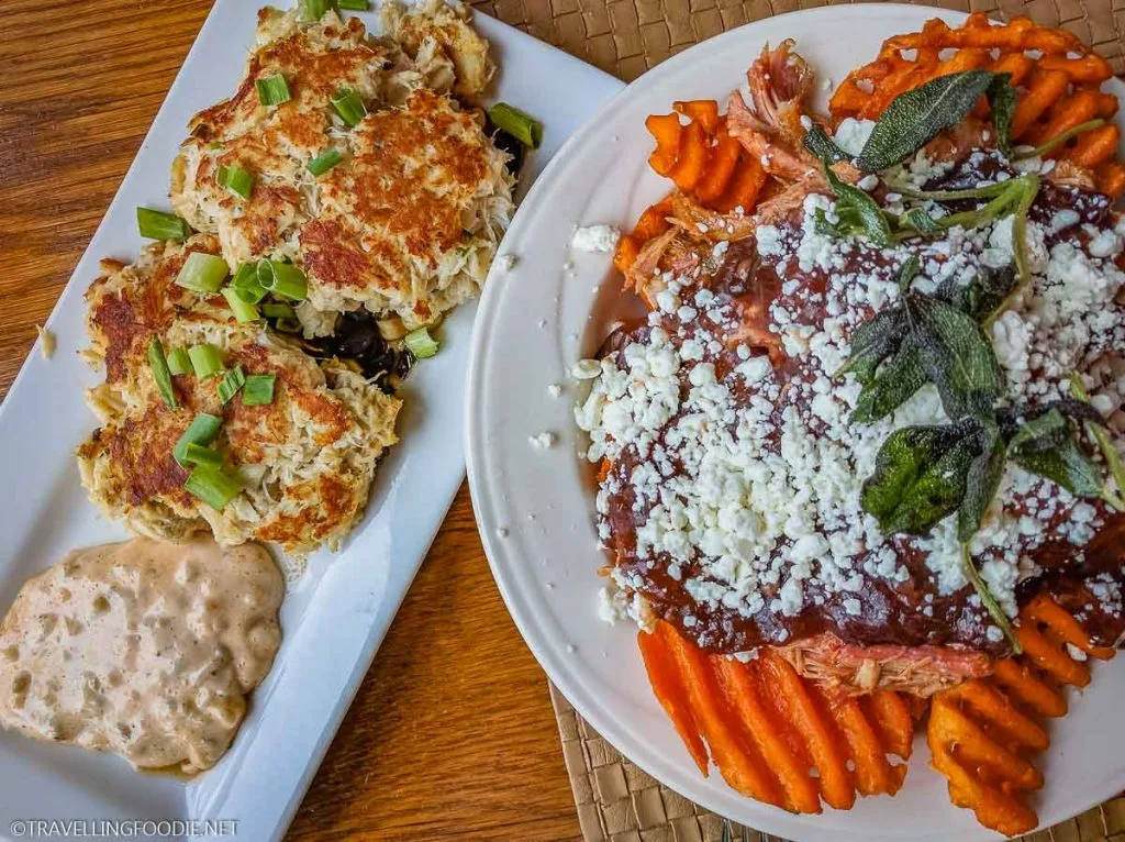 Maryland Crab Cakes and Sweet Potato Poutine at the Skyland's Pollock Dining Room