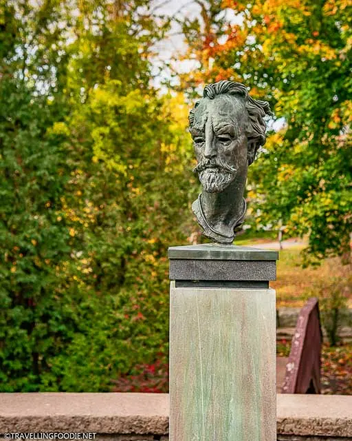 William Shakespeare bust at the Shakespearean Gardens in Stratford, Ontario