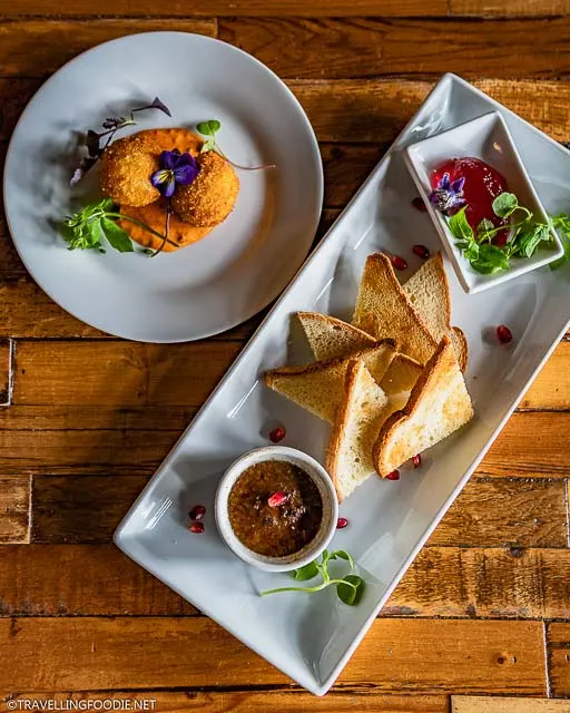 Potato Croquettes and Bruleed Chicken Liver Pate at The Common in Stratford, Ontario