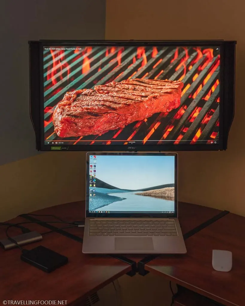 Acer ConceptD CP3 CP327K 4K Monitor showing Steak on Grill