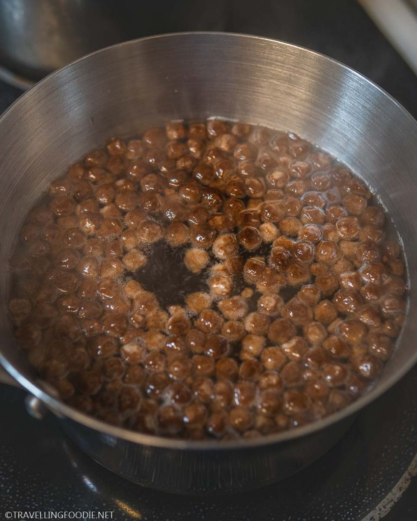 Tapioca Pearls on pot with water