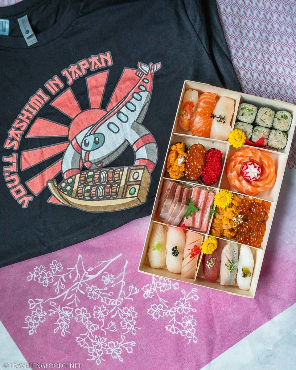 You'll Sashimi in Japan Travelling Foodie Merch with Moriawase Box from Rain Izakaya in Toronto