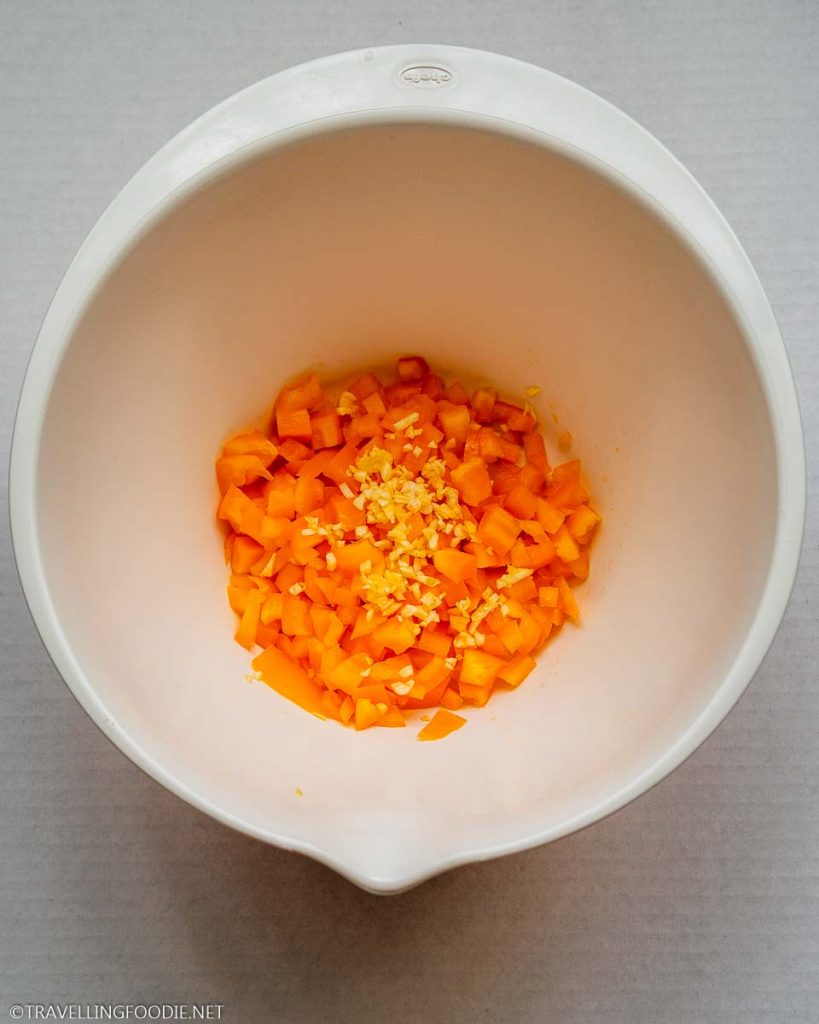 Diced Sweet Bell Pepper with Minced Garlic