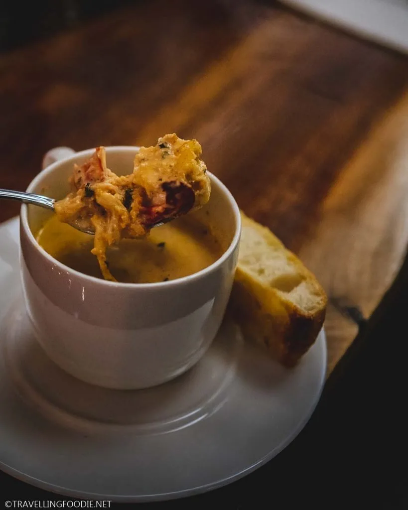 Lobster Bisque at Ironworks Distillery in Lunenburg, Nova Scotia