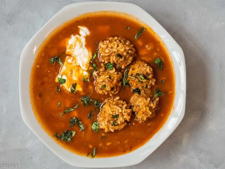 A Bowl of Instant Pot Mexican Meatball Soup
